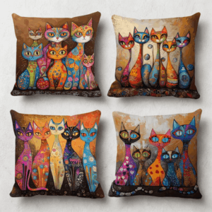 Σετ μαξιλαροθήκης vintage για γάτες 4 τεμαχίων