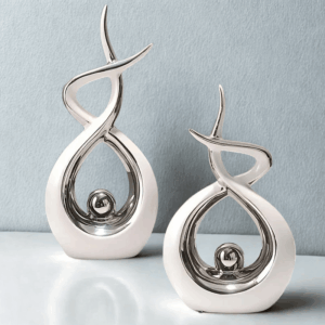 Πολυτελές γεωμετρικό γλυπτό - λευκή φλόγα 2 τεμ.