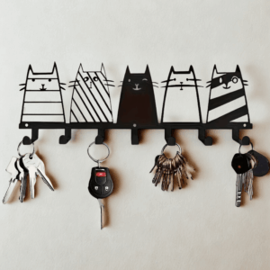 Θήκη κλειδιών τοίχου – 5 γάτες