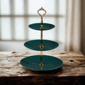 Βάση γλυκού με ραβδώσεις 3 επιπέδων – σκούρο πράσινο